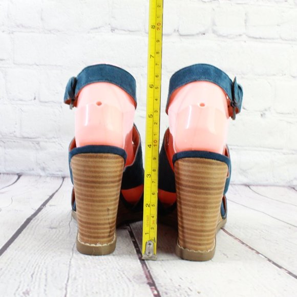 CASLON Blue Suede Leather Wedge Heels Sandals Shoes Size 7.5 Medium - Picture 8 of 8